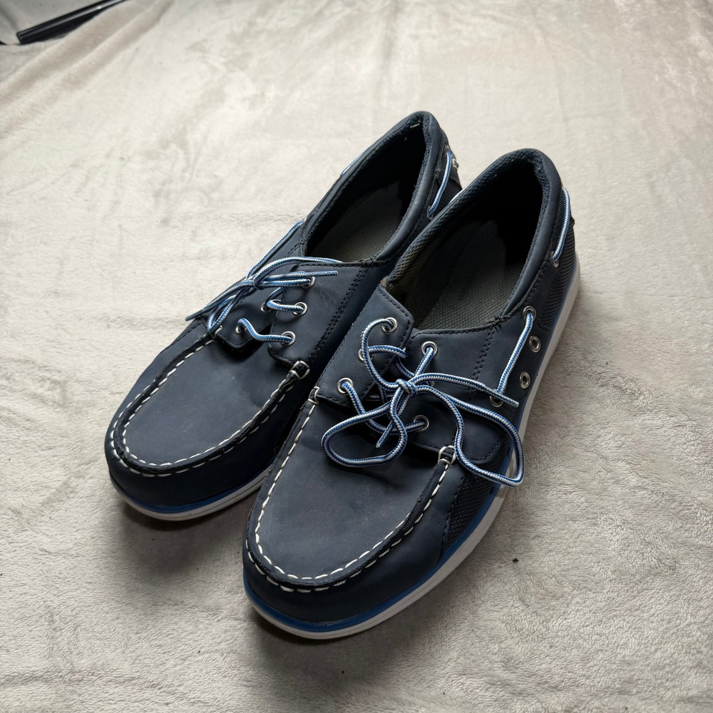 Dockers Mens Navy Blue Boat Shoes Mesh Panel Nautical Deck Shoes Size 12